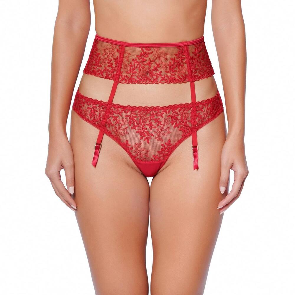 NEW HUIT eglantine garter belt in red